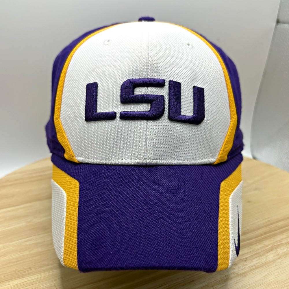 Nike LSU Tigers Team Fitted Stretch Cap Hat Purple White Gold One Size F9BLM